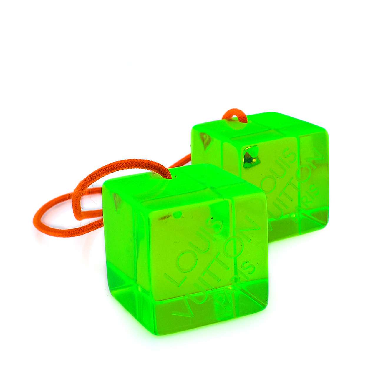 Louis Vuitton - Green Neon Resin Cube Pony Tail Hair Tie